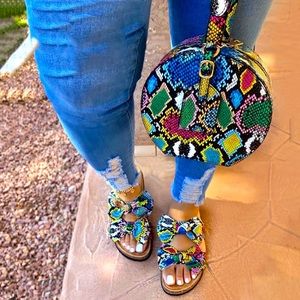 Sandals with matching clutch
